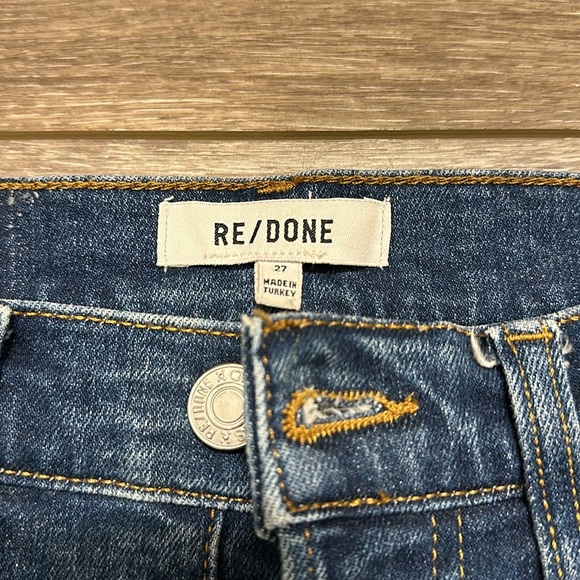 RE/DONE 90S HIGH RISE ANKLE CROP JEANS BLUE SIZE 27 DISTRESSED ANKLE - Picture 2 of 14